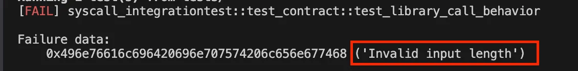 A screenshot showing the “Invalid input length” error