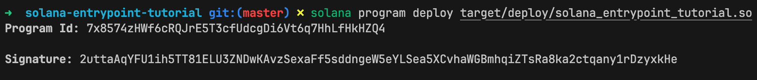Screenshot showing deployment output
